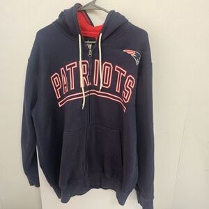 Mens NFL New England Patriots Zip Hoodie Navy Red Sz XL Athleisure Football H351